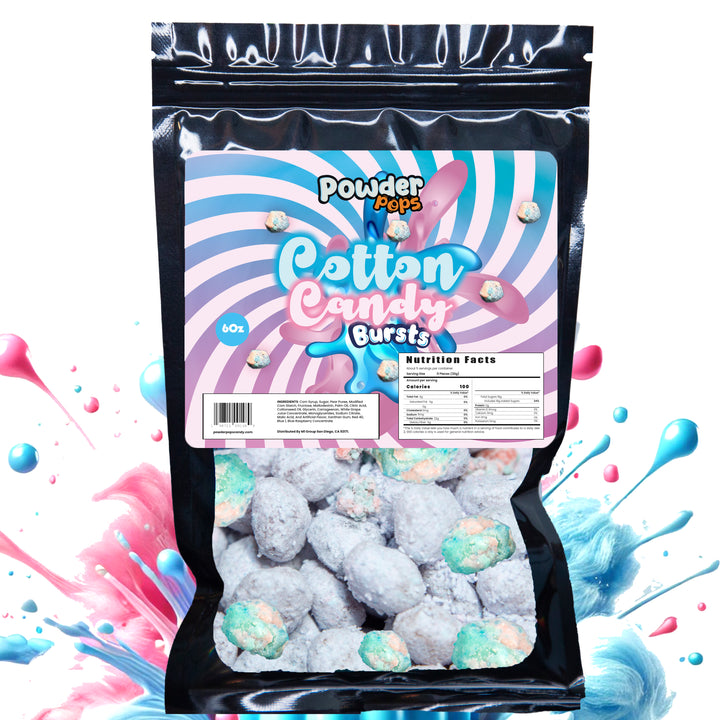 Random Powder PowderPops Sour Blue Razz 6oz + Cotton Candy Gusher Bursts Duo Pack ...