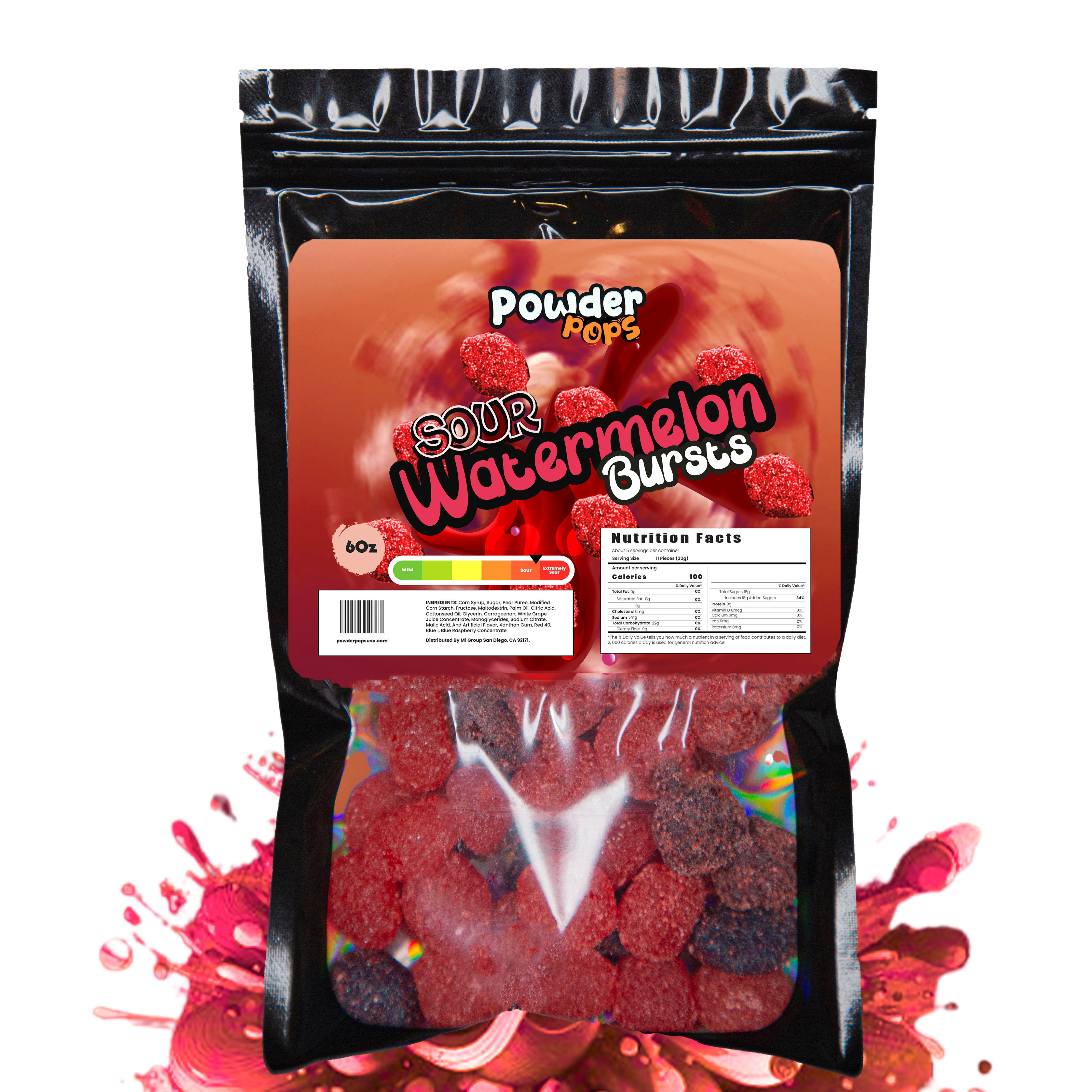 Random Powder PowderPops Sour Watermelon Gusher Bursts Viral Candy 6OZ β PowderPops Candy