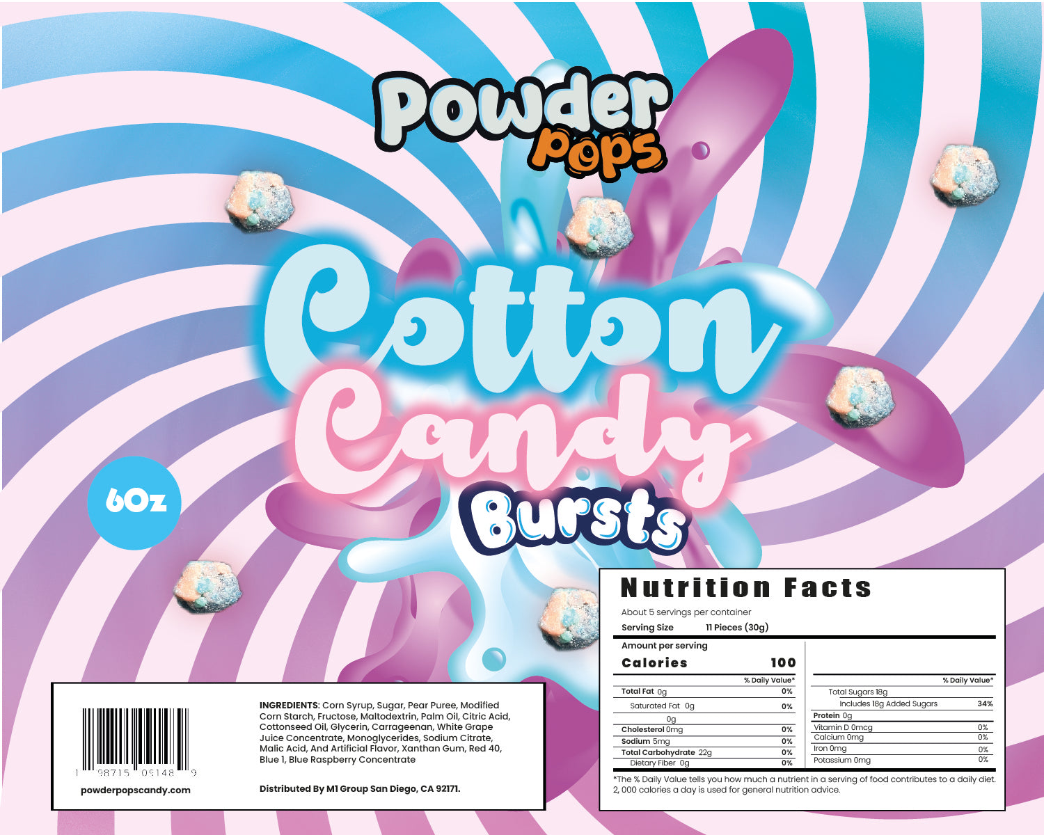 PowderPops Cotton Candy Bursts Viral Candy 6OZ – PowderPops Candy